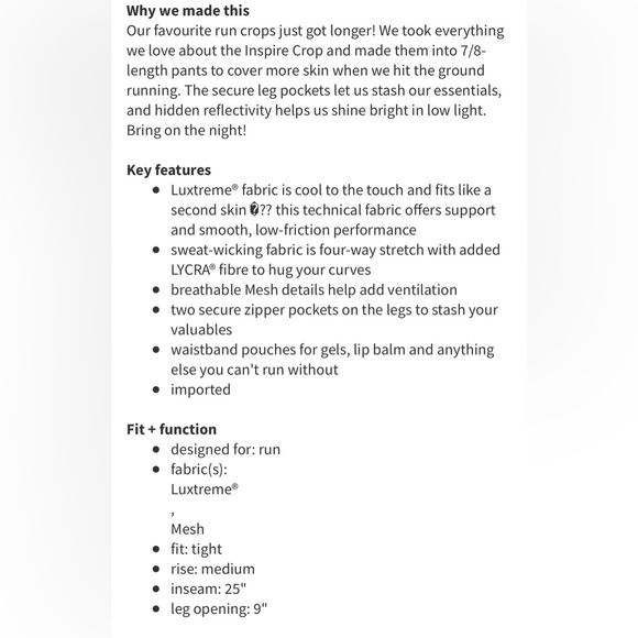 Lululemon RARE inspire tight II (mesh) size 4 - Picture 9 of 9